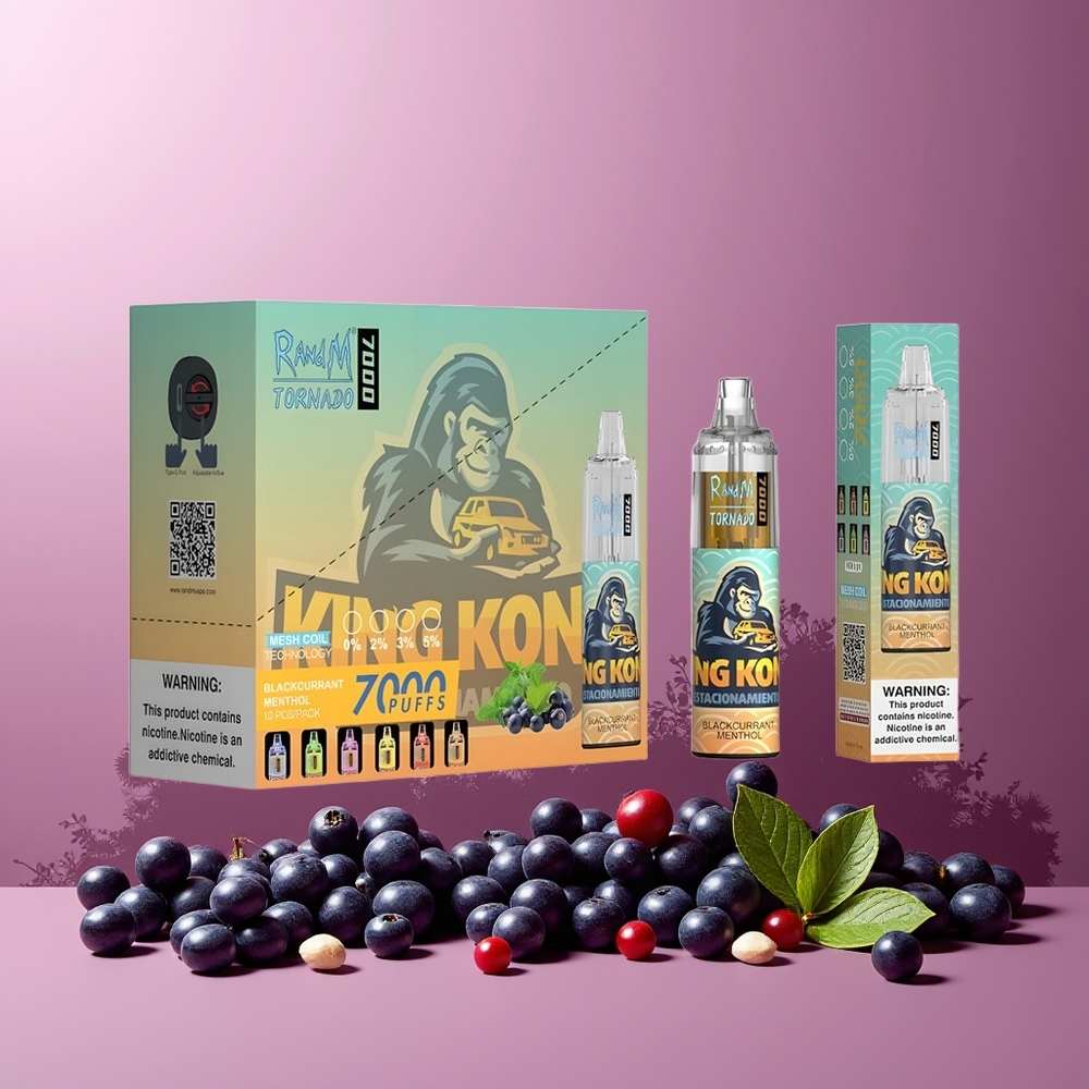 RandM Fumot Tornado 7000 Puffs Disposable Vape New Zealand Wholesale 14ML 850MAH Mesh Coil Type-C RGB Light 5% Nicotine Air-Adjustable Blackcurrant Menthol