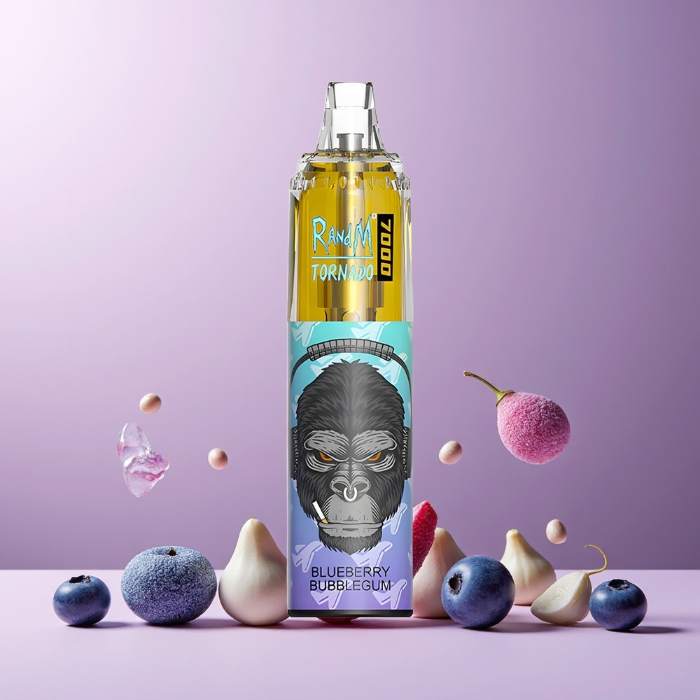 RandM Fumot Tornado 7000 Puffs Disposable Vape New Zealand Wholesale 14ML Mesh Coil Type-C RGB Air-Adjustable Blueberry Bubblegum