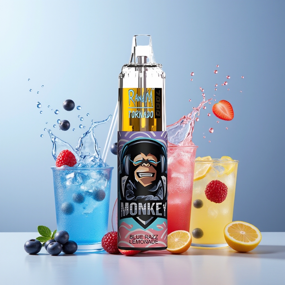 RandM Fumot Tornado 7000 Puffs Disposable Vape New Zealand Wholesale - Blue Razz Lemonade, 14ML, 850MAH, Mesh Coil, Type-C, RGB, Air-Adjustable
