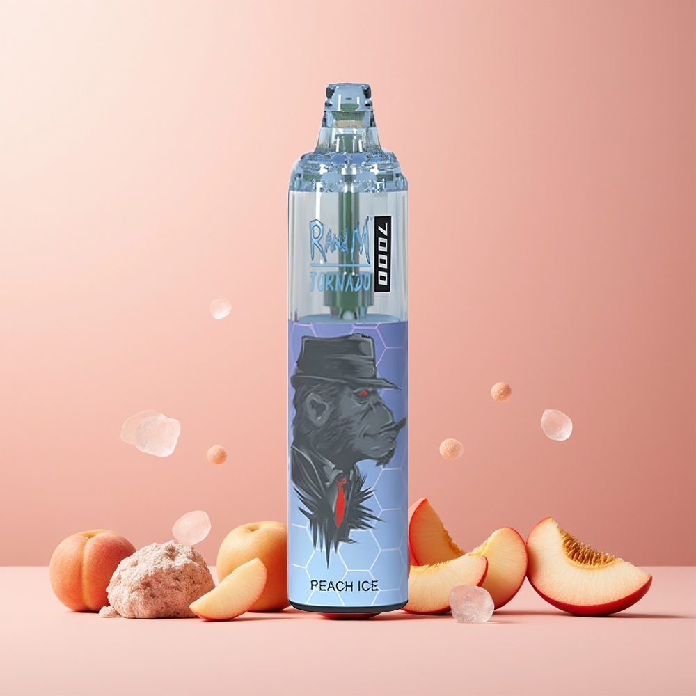 RandM Fumot Tornado 7000 Puffs Disposable Vape Peach Ice New Zealand Wholesale 14ML 850MAH Mesh Coil Type-C RGB Air-Adjustable