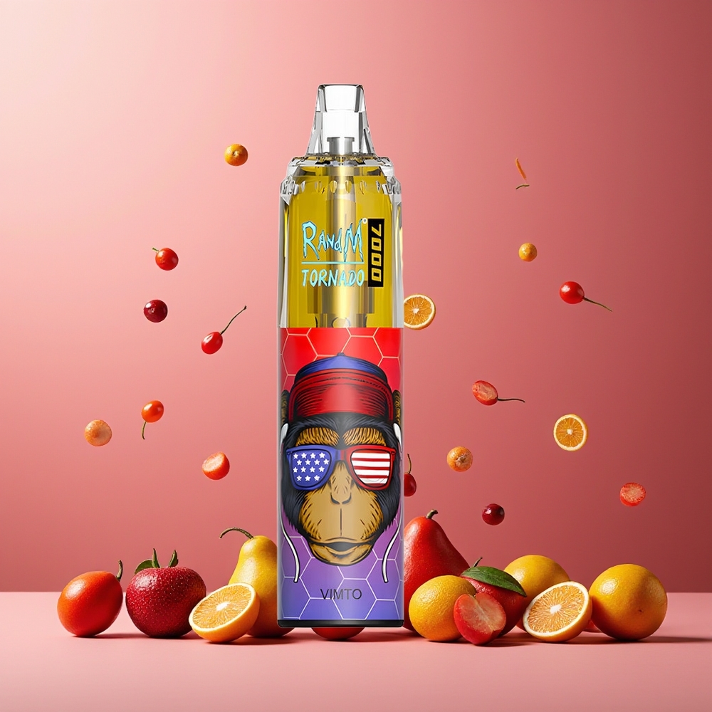 RandM Fumot Tornado 7000 Puffs Disposable Vape Vimto New Zealand Wholesale - 14ML E-liquid, 850MAH, Mesh Coil, Type-C, RGB, Air-Adjustable
