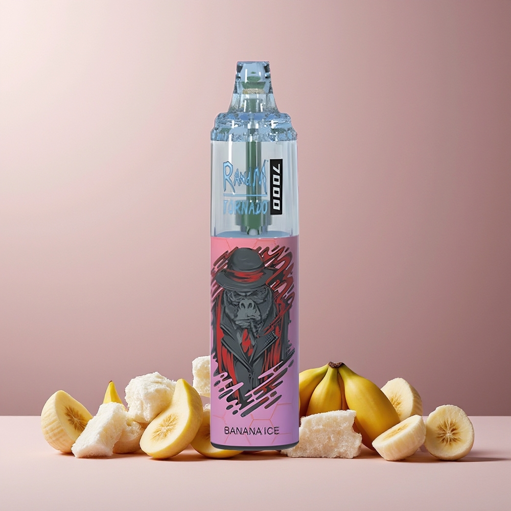 RandM Fumot Tornado 7000 Puffs New Zealand Wholesale Disposable Vape Banana Ice 14ML 850MAH Mesh Coil Type-C RGB Air-Adjustable