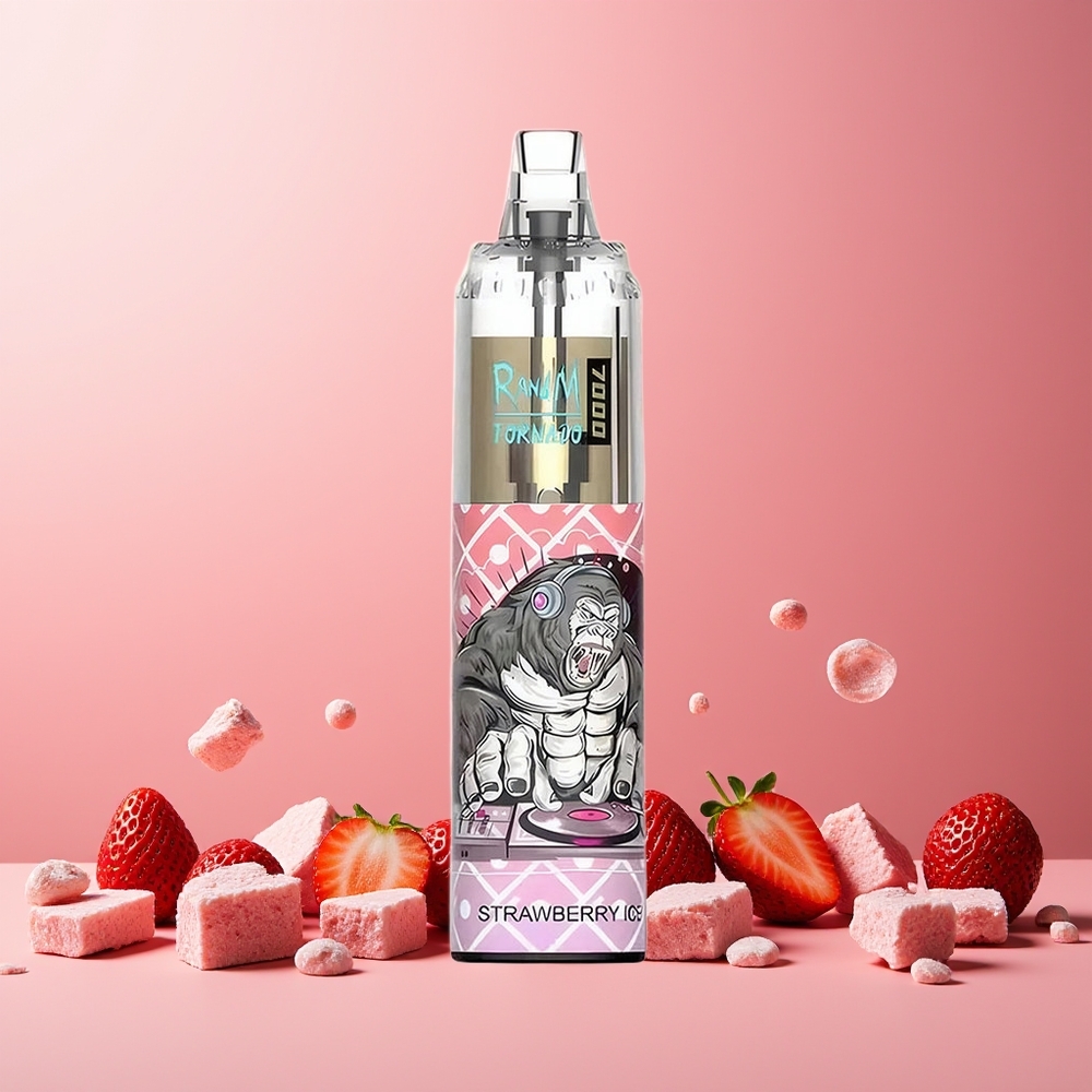 RandM Fumot Tornado 7000 Puffs New Zealand Wholesale Disposable Vape Strawberry Ice 14ML 850MAH Mesh Coil Type-C RGB Light Air-Adjustable