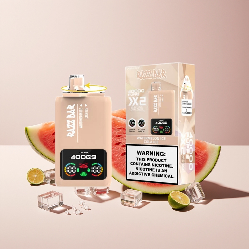 Razz Bar 40000 Puffs Disposable Vape Watermelon Ice & Cola Ice New Zealand Wholesale - Power Screen, 1.0Ω 2 Mesh, 650mAh Type-C, 2%/5% Nic
