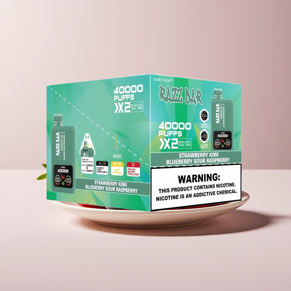 Razz Bar 40000 Puffs New Zealand Wholesale Disposable Vape Strawberry Kiwi Blueberry Sour Raspberry with Power Screen Display & 1.0Ω 2 Mesh Coil