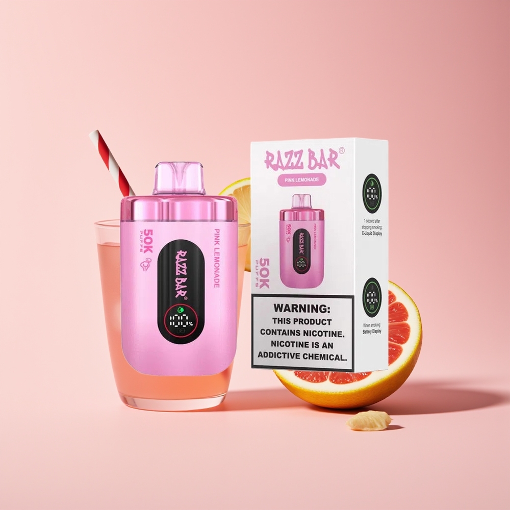 Razz Bar 50K Puffs 650mAh Type-C Disposable Vape Pink Lemonade New Zealand Wholesale