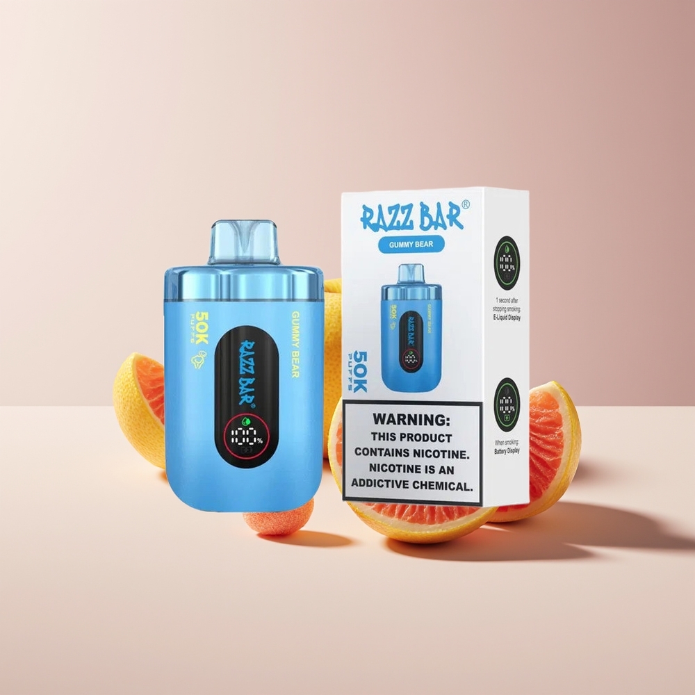 Razz Bar 50K Puffs Disposable Vape Gummy Bear New Zealand Wholesale 1.0 Ohm Mesh 650mAh Type-C 2% Nic