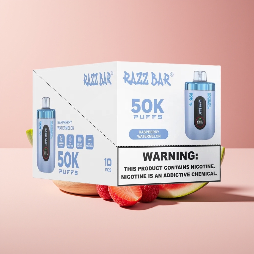 Razz Bar 50K Puffs Disposable Vape Raspberry Watermelon New Zealand Wholesale 50000 Puffs Type-C Rechargeable