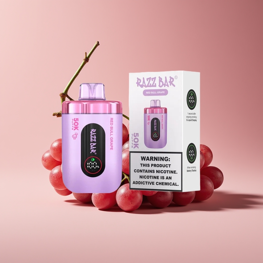 Razz Bar 50K Puffs Disposable Vape Red Bull Grape New Zealand Wholesale 50000 Puffs 1.0 Ohm Mesh 650mAh Type-C 2% Nic
