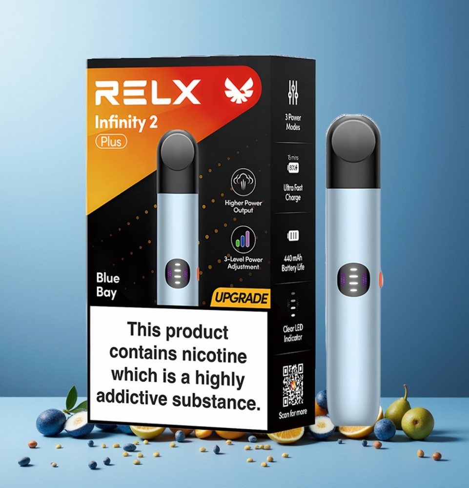 RELX Infinity 2 Plus New Zealand Wholesale Adjustable 3 Modes 600 Puffs Type-C Blue Bay