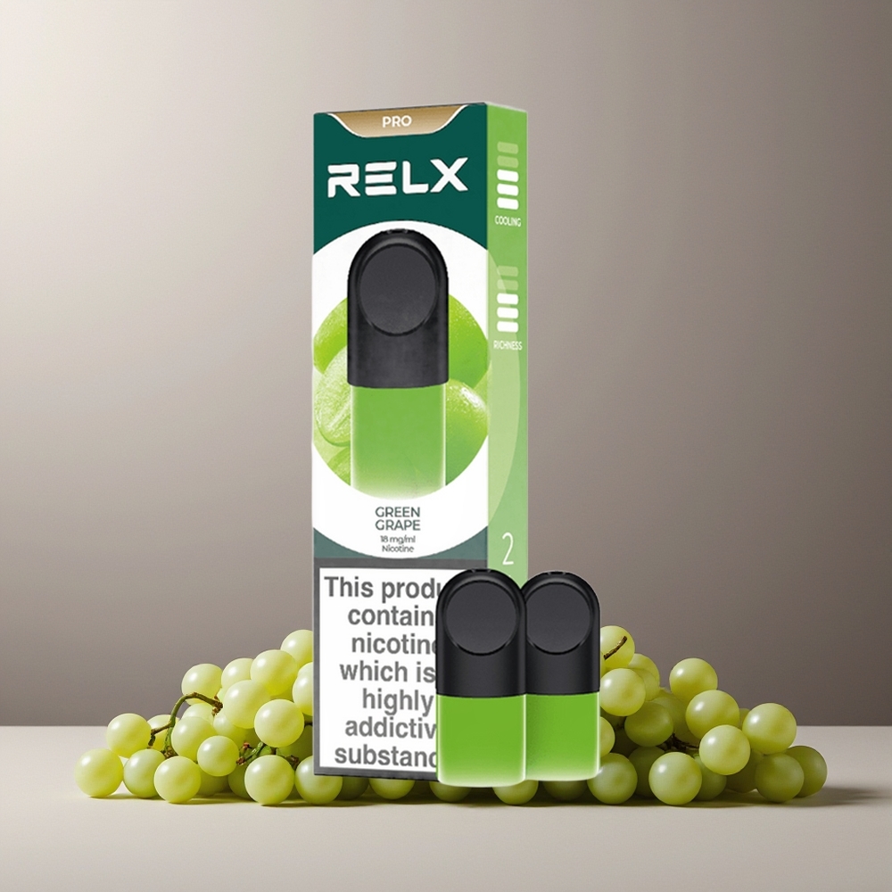 RELX Pod Pro New Zealand Wholesale 1.8% 1.9ml Green Grape Vape Device Great Taste Super Smooth Comfortable Temperature Rich Vapor