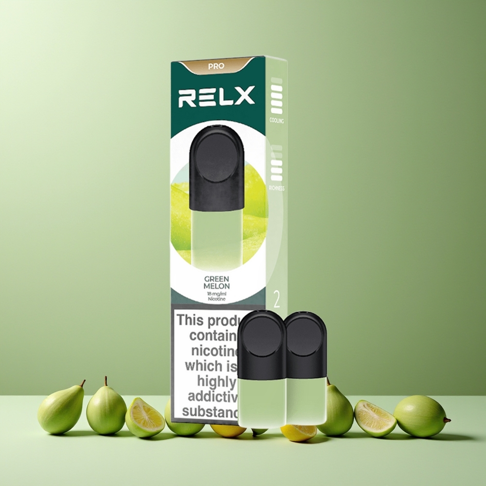 RELX Pod Pro New Zealand Wholesale 1.9ml Green Melon Vape - Great Taste, Super Smooth, Optimized Draw, Rich Vapor