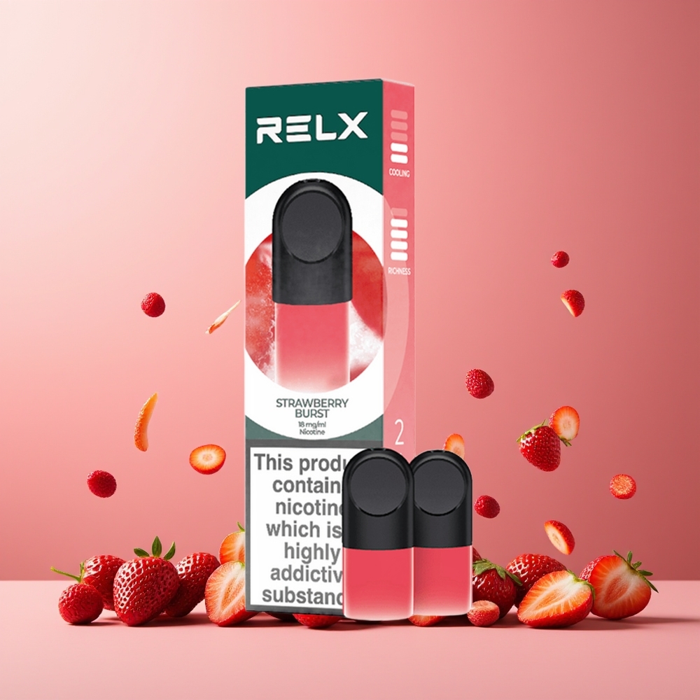 RELX Pod Pro New Zealand Wholesale 1.9ml Strawberry Burst - Great Taste, Super Smooth, Comfortable Temp, Rich Vapor