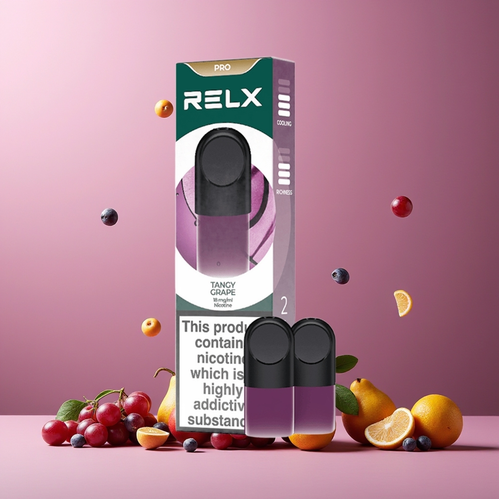 RELX Pod Pro New Zealand Wholesale Tangy Grape Vape Device 1.9ml 1.8% Nicotine Smooth Rich Vapor Fast Activation Quiet Use