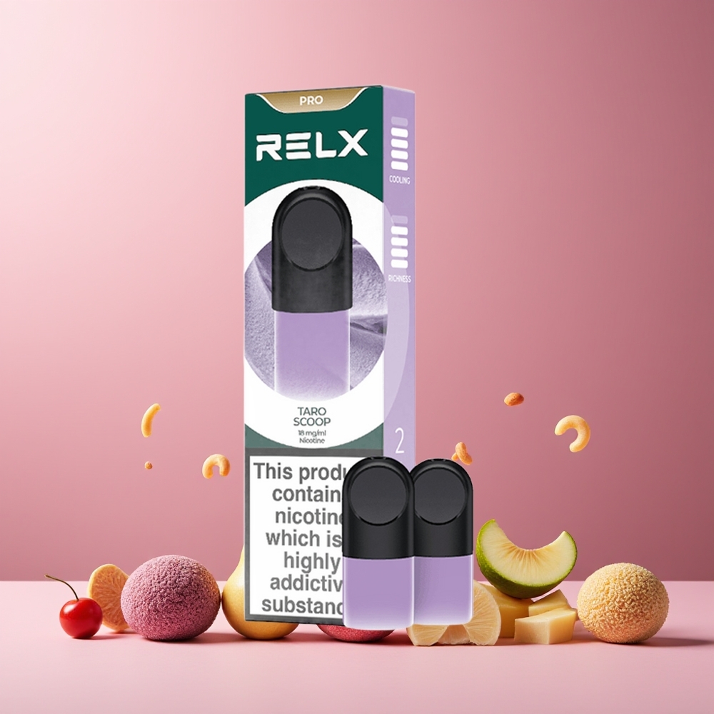 RELX Pod Pro New Zealand Wholesale Taro Scoop 1.8% 1.9ml Great Taste Super Smooth Comfort Temp Rich Vapor
