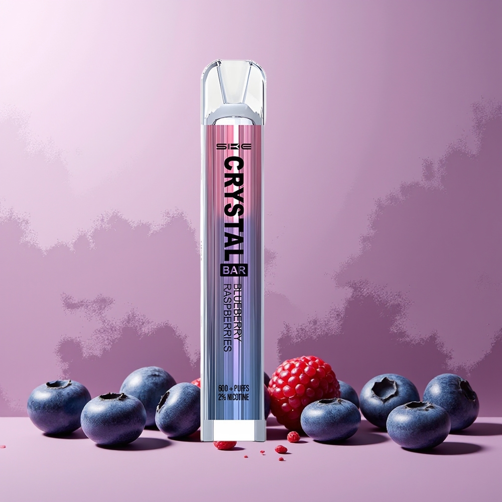 SKE Crystal Bar 600 Disposable Vape 2% Nicotine 600 Puffs 2.0ml Blueberry Raspberries New Zealand Wholesale