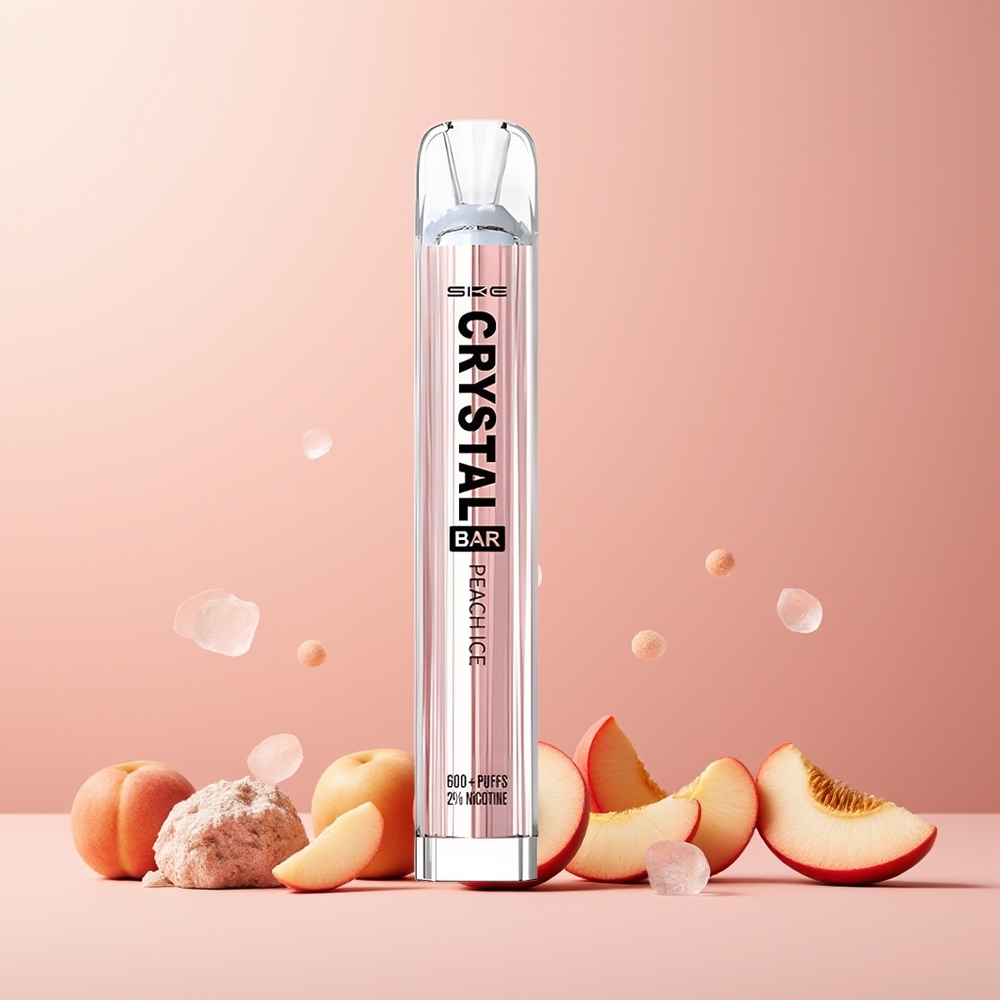 SKE Crystal Bar 600 Disposable Vape Peach Ice New Zealand Wholesale 2% Nicotine 500mAh 600 Puffs 2.0ml