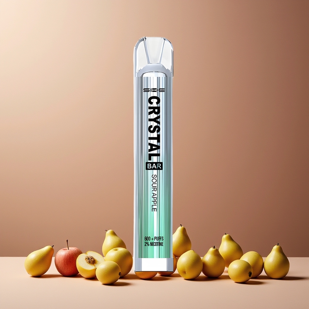 SKE Crystal Bar 600 Disposable Vape Sour Apple 0% 2% 500mAh 600 Puffs New Zealand Wholesale