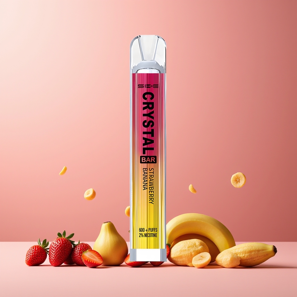 SKE Crystal Bar 600 Disposable Vape Strawberry Banana New Zealand Wholesale 0% 500mAh 600 Puffs