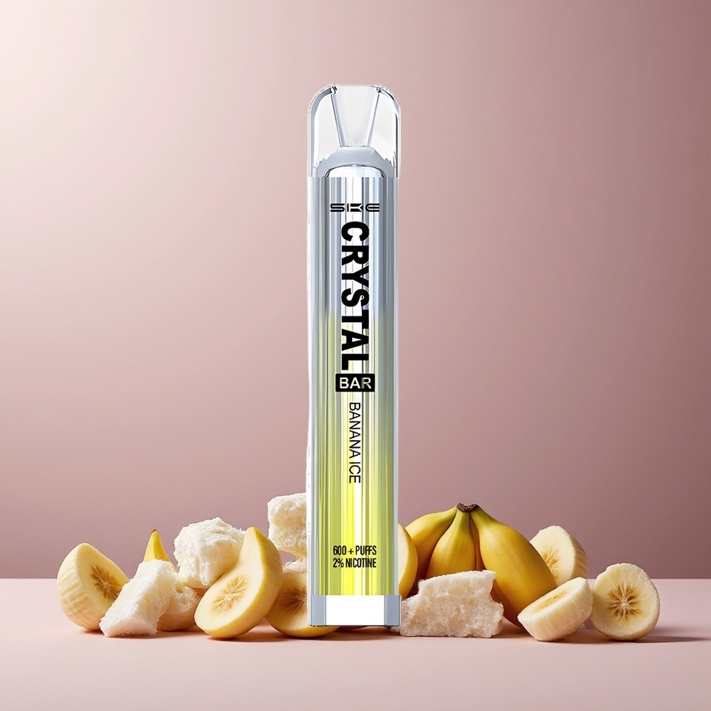 SKE Crystal Bar 600 New Zealand Wholesale Disposable Vape Banana Ice 2ml 600 Puffs Mesh Coil Stainless Steel PCTG