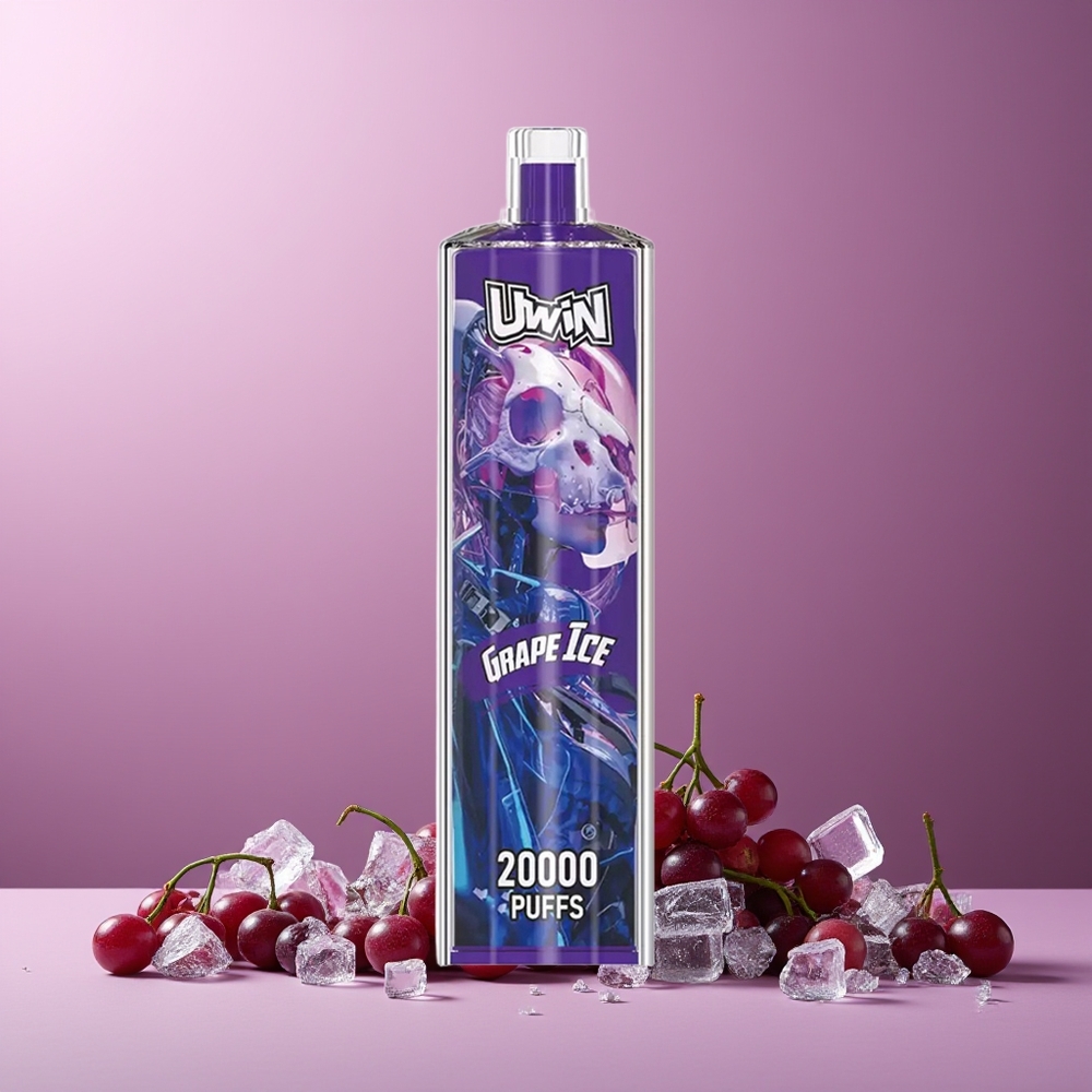 Uwin Shisha Hookah Crystal 20000 Puffs Grape Ice 22ml Mesh Coil Rechargeable Type-C New Zealand Wholesale
