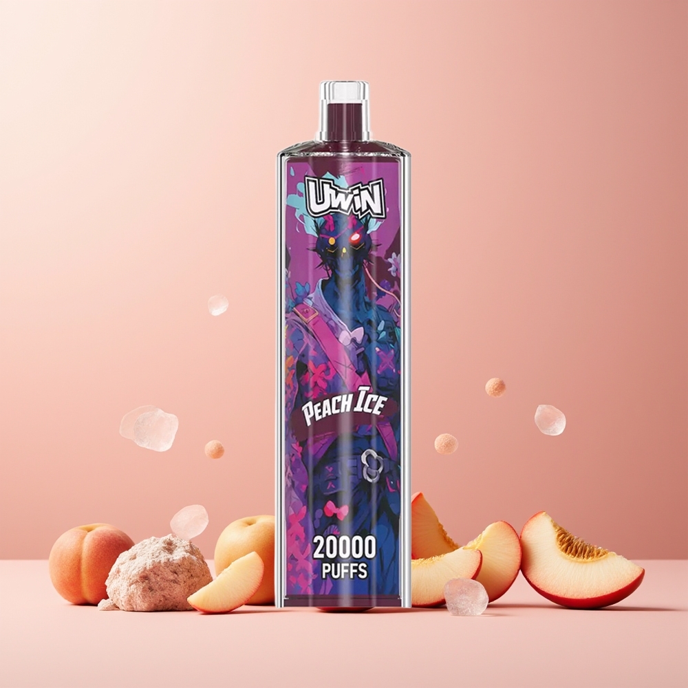 Uwin Shisha Hookah Crystal 20000 Puffs Peach Ice New Zealand Wholesale 22ml 650mAh Type-C Mesh Coil DTL