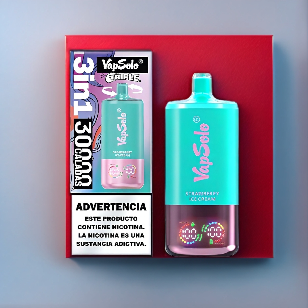 Vapsolo Tripe 30000 Puffs New Zealand Wholesale Strawberry Ice Cream