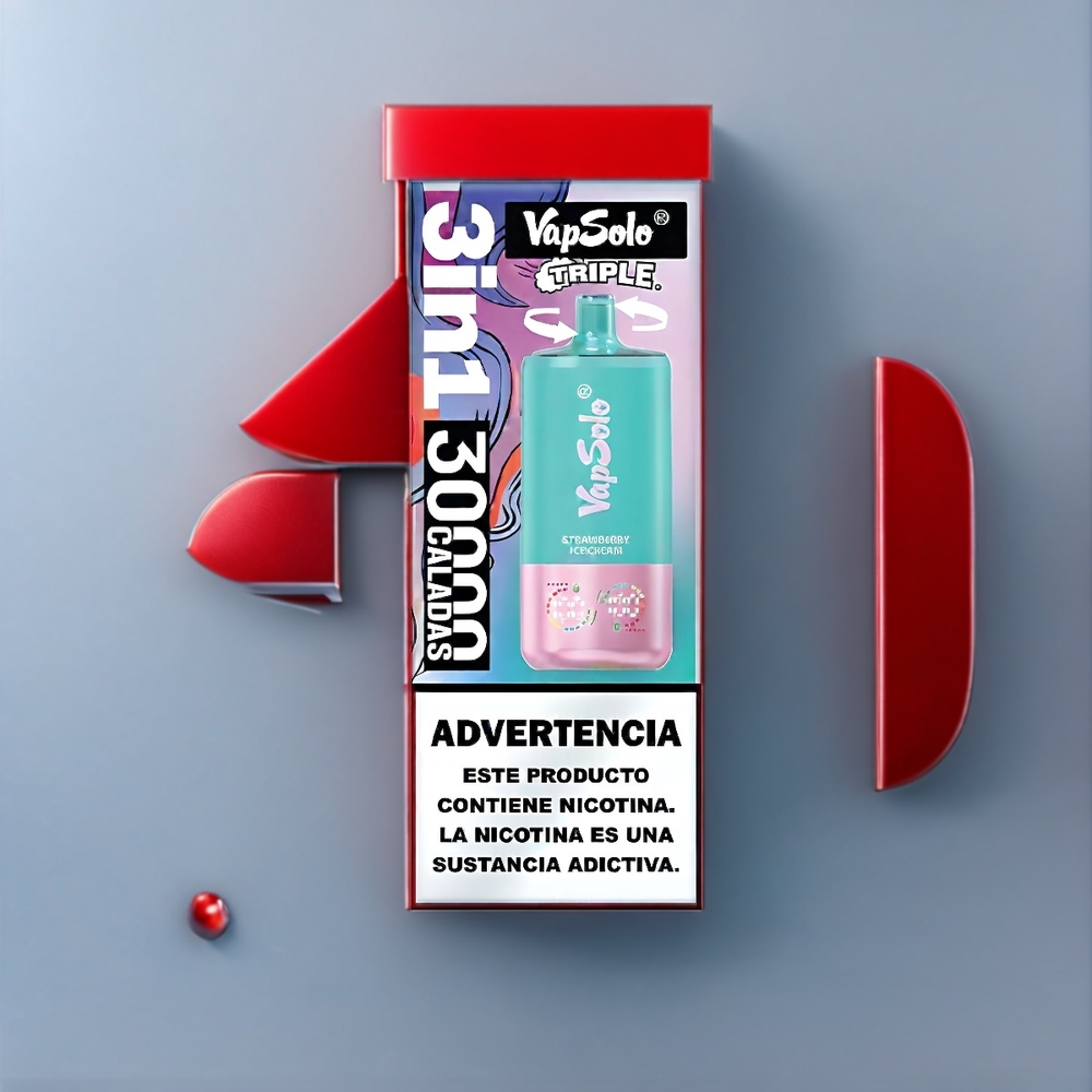 Vapsolo Tripe 30000 Puffs New Zealand Wholesale Strawberry Ice Cream