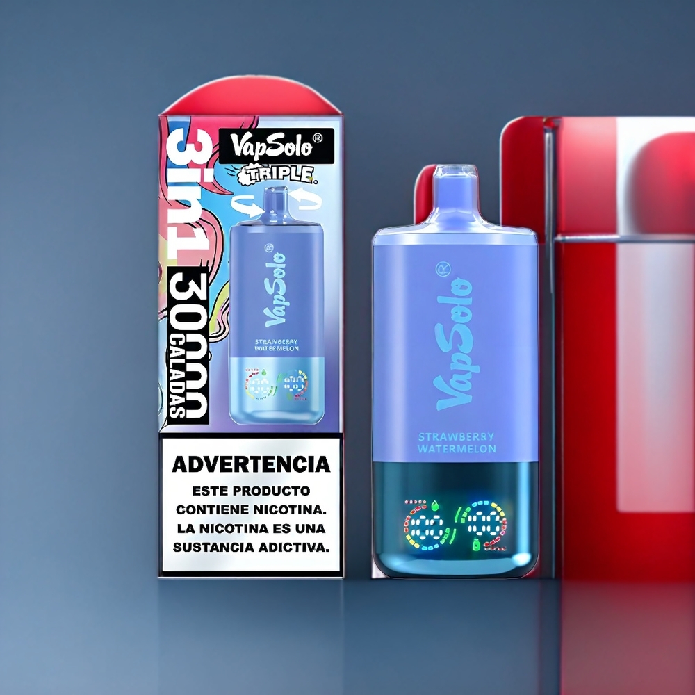 Vapsolo Tripe 30000 Puffs New Zealand Wholesale Strawberry Watermelon & Blueberry Ice