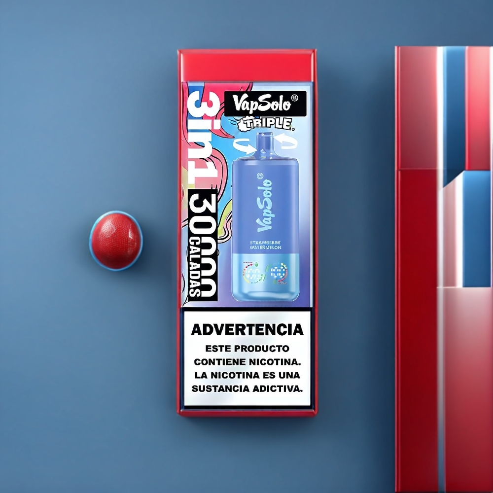 Vapsolo Tripe 30000 Puffs New Zealand Wholesale Strawberry Watermelon & Blueberry Ice