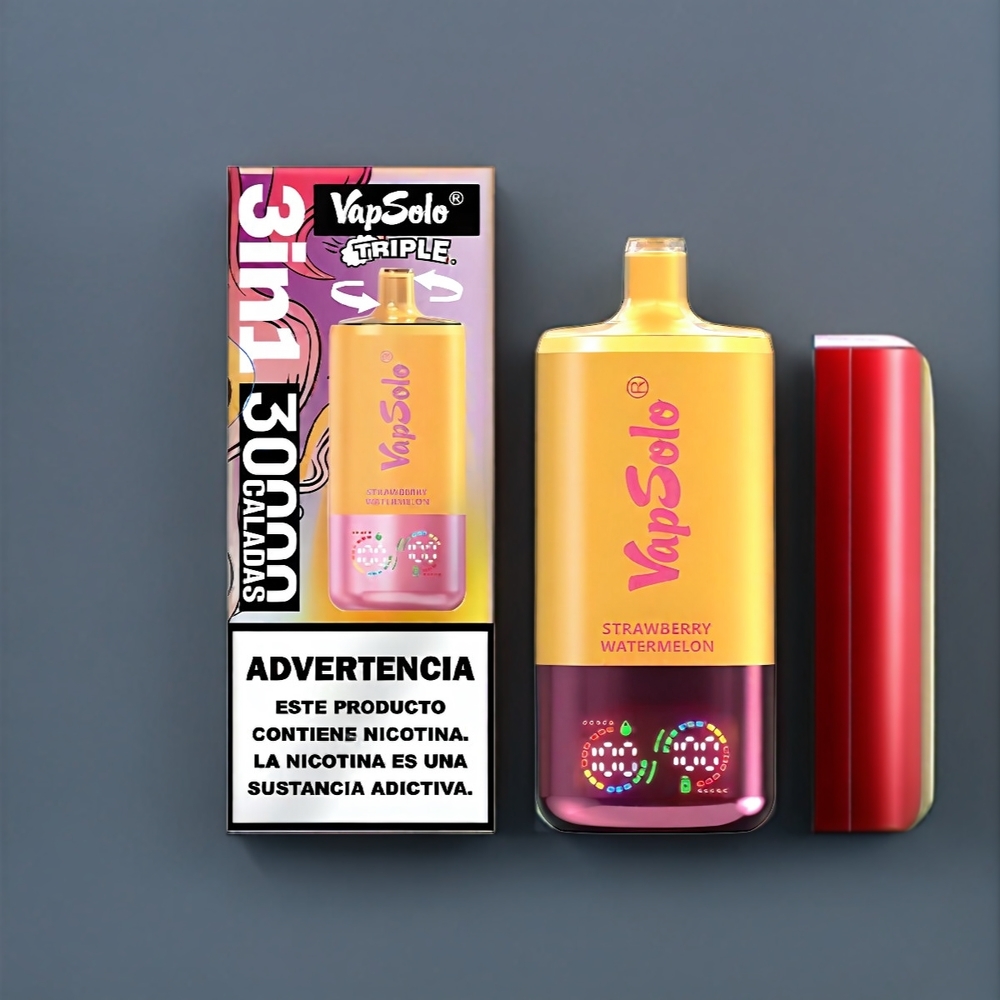 Vapsolo Tripe New Zealand Wholesale 30000 Puffs Strawberry Watermelon & Lemon Peach Vape
