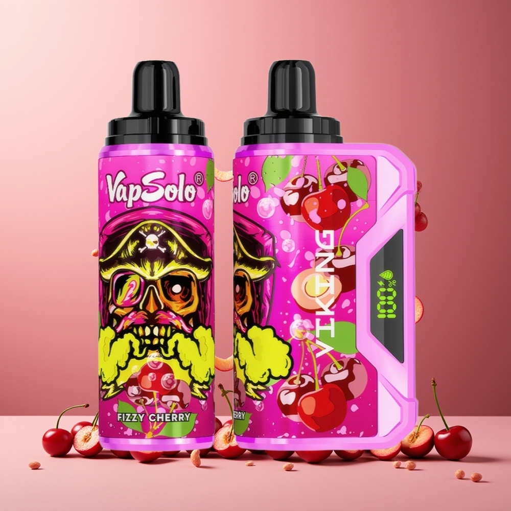 VapSolo VIKING 12000 Puffs 22ml Type-C LED Display Disposable Vape Fizzy Cherry New Zealand Wholesale