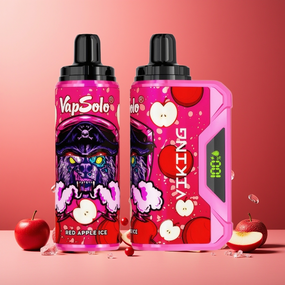 VapSolo VIKING 12000 Puffs 22ml Type-C LED Display Disposable Vape Red Apple Ice New Zealand Wholesale