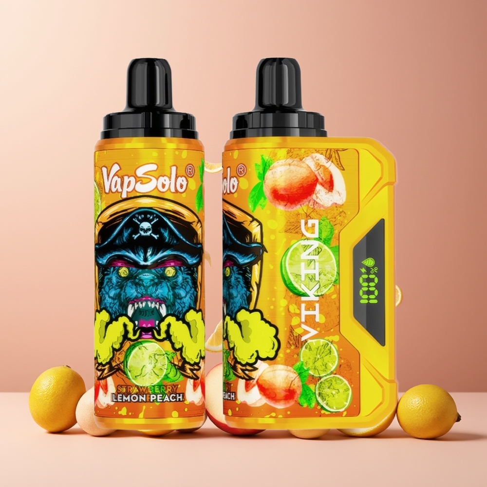 VapSolo VIKING 12000 Puffs Disposable Vape Lemon Peach New Zealand Wholesale 22ml Type-C LED Display