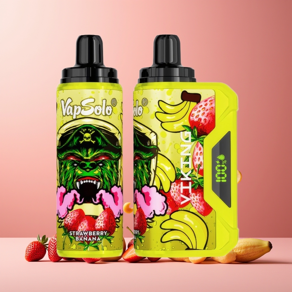 VapSolo VIKING 12000 Puffs New Zealand Wholesale 22ml Type-C Strawberry Banana Disposable Vape