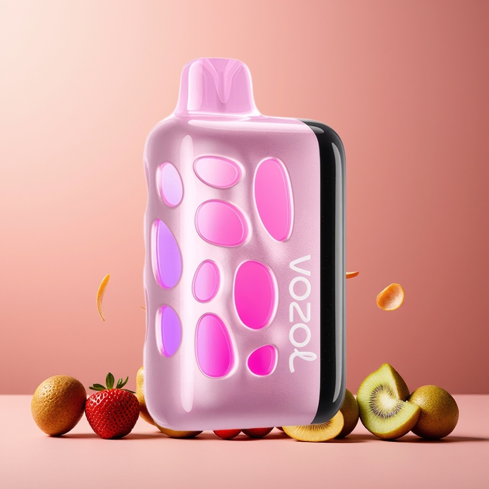 VOZOL RAVE 40000 Disposable Vape New Zealand Wholesale Strawberry Kiwi 270° Glow Beat-Synced 80% Charge 20/50mg